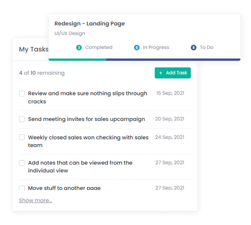 Task list and project progress